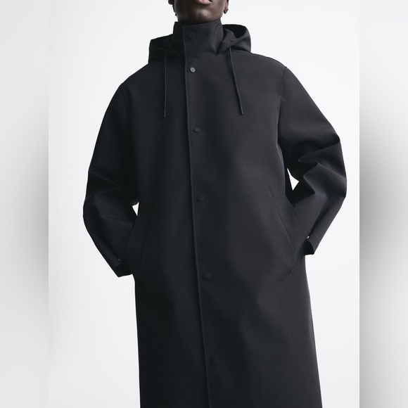 Zara Technical Water Repellent Parka Black 8281/885 Men's - Picture 7 of 14